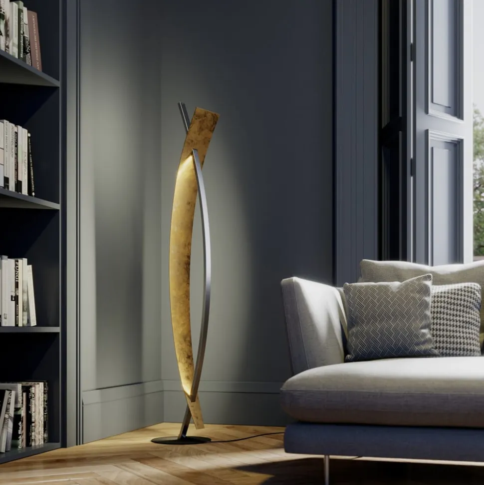 Lucande LED-gulvlampe Marija, sort, metal, højde 140 cm