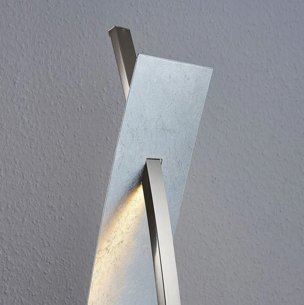 Lucande LED-gulvlampe Marija, sølv, dæmpbar, 140 cm
