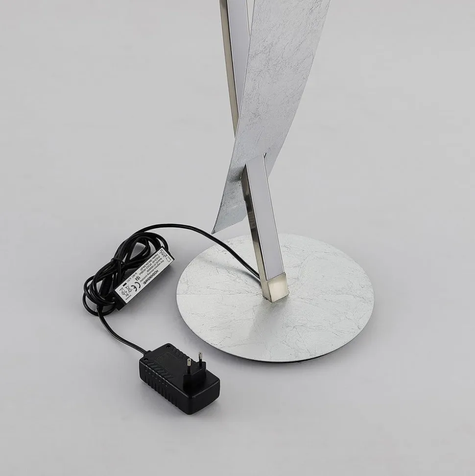Lucande LED-gulvlampe Marija, sølv, dæmpbar, 140 cm