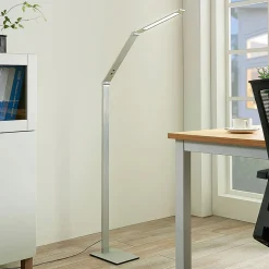 Lucande LED-gulvlampe Nicano, grå, metal, CCT, 125 cm