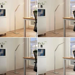 Lucande LED-gulvlampe Nicano, grå, metal, CCT, 125 cm