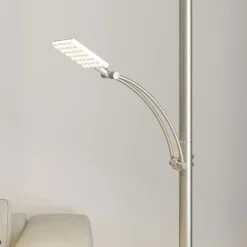Lucande LED-gulvlampe Parthena, nikkel, metal, 180 cm
