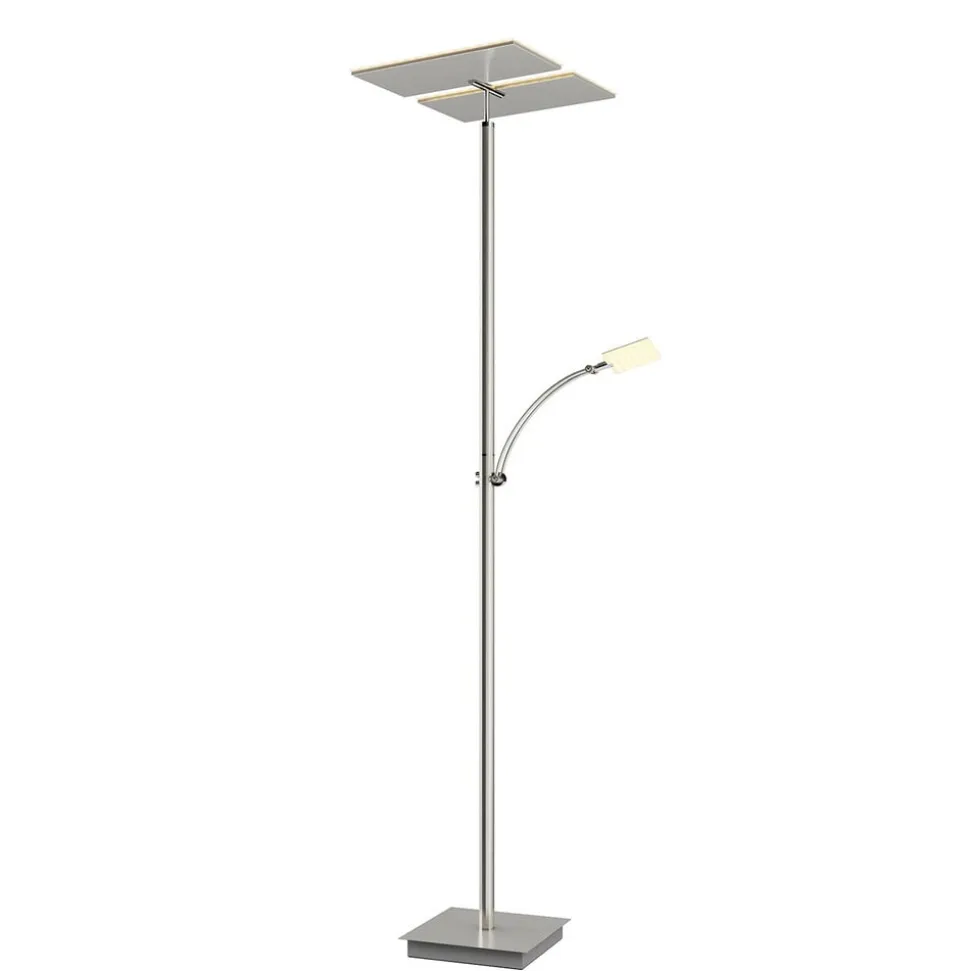 Lucande LED-gulvlampe Parthena, nikkel, metal, 180 cm