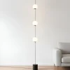 Lucande LED-gulvlampe Sphere, sort/opal, glas, dæmpbar