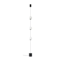 Lucande LED-gulvlampe Sphere, sort/opal, glas, dæmpbar