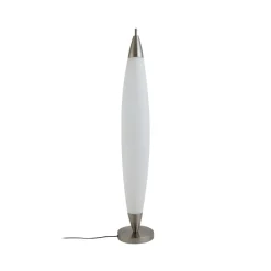 Lucande LED-gulvlampe Tarell, hvid/nikkel, 146 cm, dæmpbar