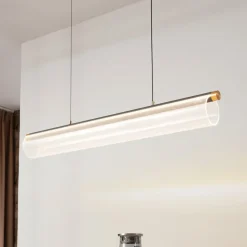 Lucande LED-hængelampe Alania, transparent, metal, 86,5 cm