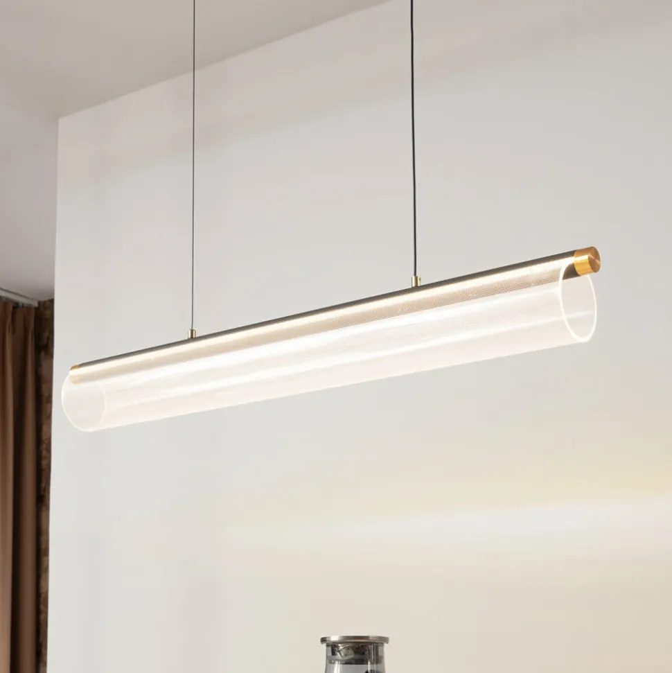 Lucande LED-hængelampe Alania, transparent, metal, 86,5 cm