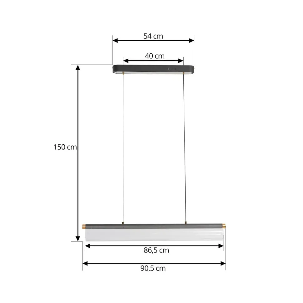 Lucande LED-hængelampe Alania, transparent, metal, 86,5 cm