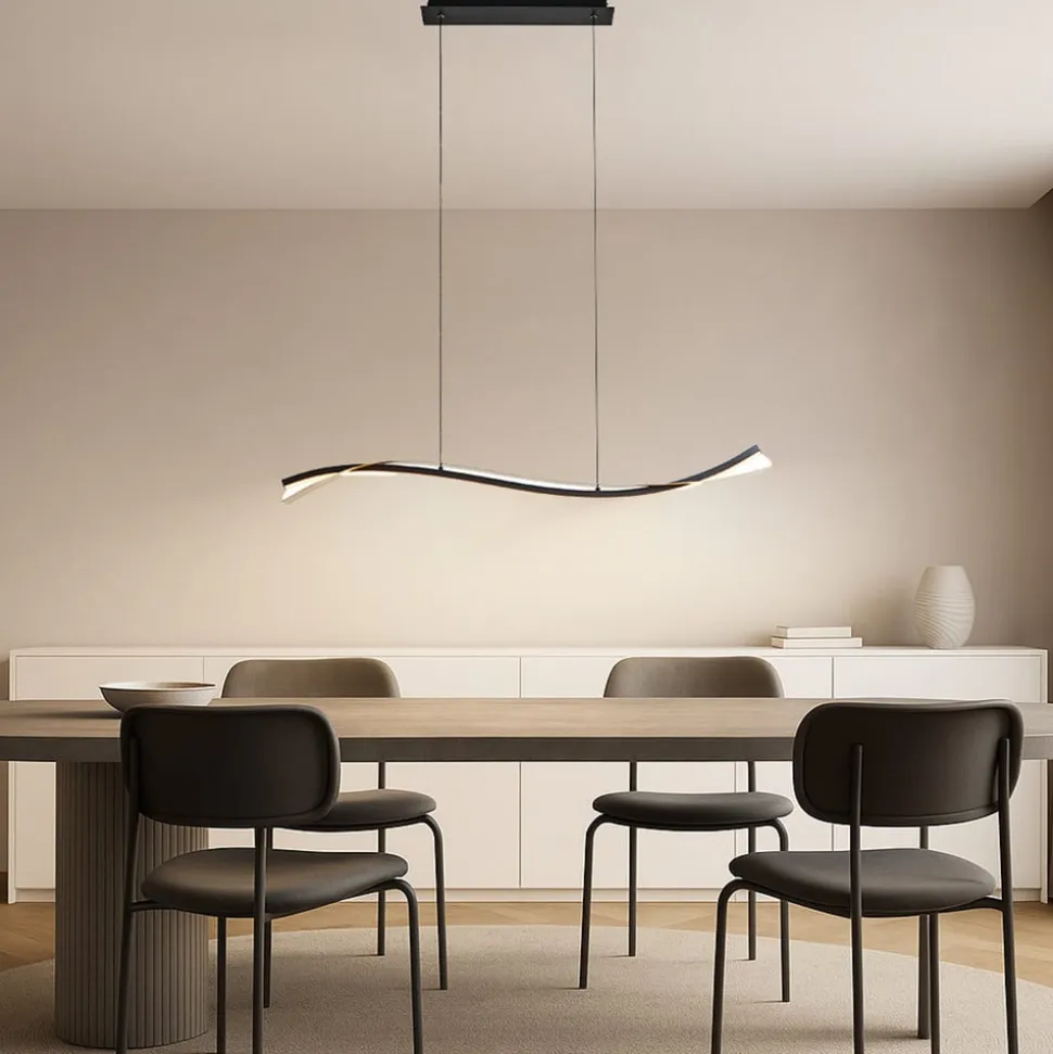 Lucande LED-hængelampe Alevia, sort/guld, CCT