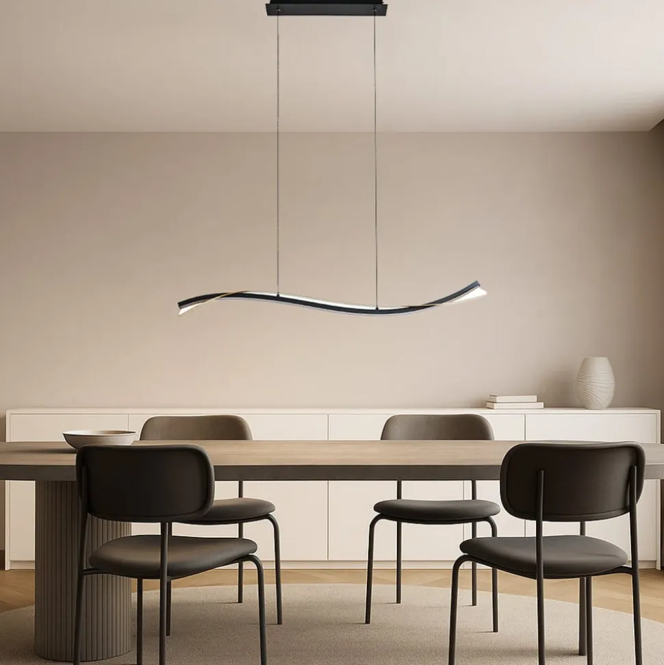 Lucande LED-hængelampe Alevia, sort/guld, CCT