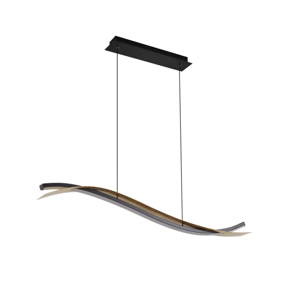 Lucande LED-hængelampe Alevia, sort/guld, CCT