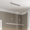 Lucande LED-hængelampe Arnik, 120 cm, nikkelfarvet, dæmpbar
