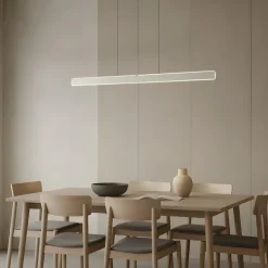Lucande LED-hængelampe Arvon, aluminiumsfarvet, 117 cm, dæmpbar, CCT