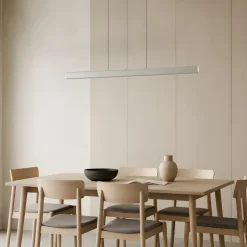 Lucande LED-hængelampe Arvon, aluminiumsfarvet, 117 cm, dæmpbar, CCT