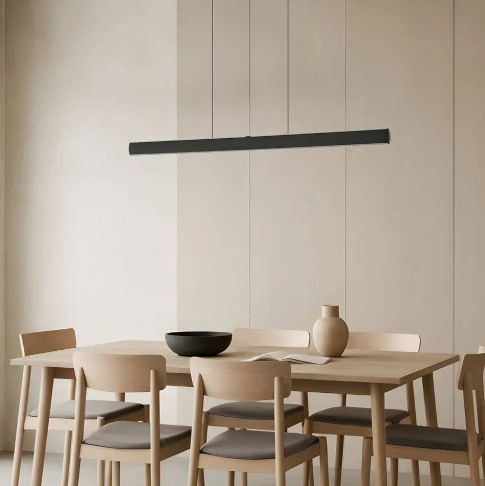 Lucande LED-hængelampe Arvon, sort, 117 cm, dæmpbar, CCT
