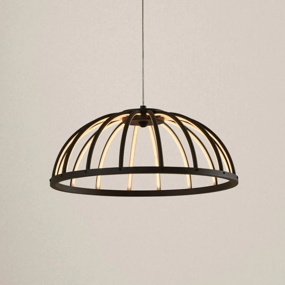 Lucande LED-hængelampe Attea, sort, Ø 40 cm, aluminium