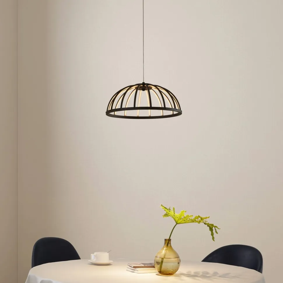 Lucande LED-hængelampe Attea, sort, Ø 40 cm, aluminium
