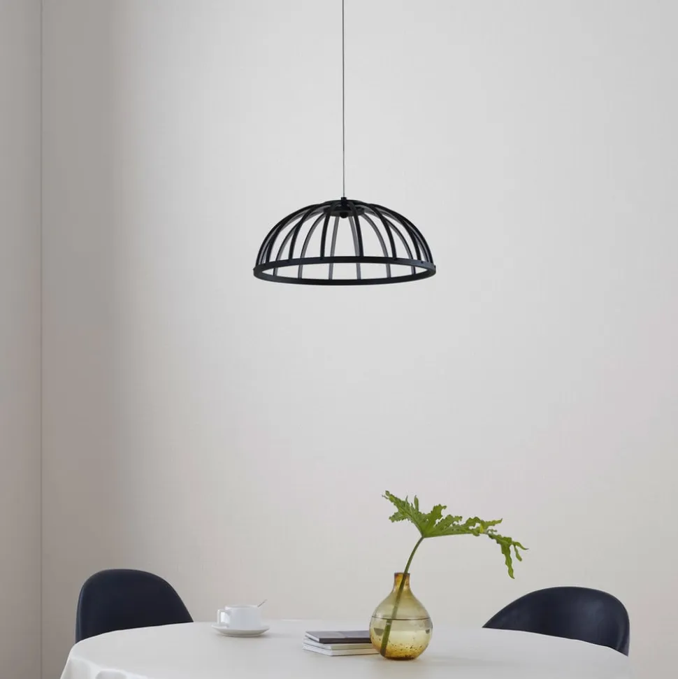 Lucande LED-hængelampe Attea, sort, Ø 40 cm, aluminium