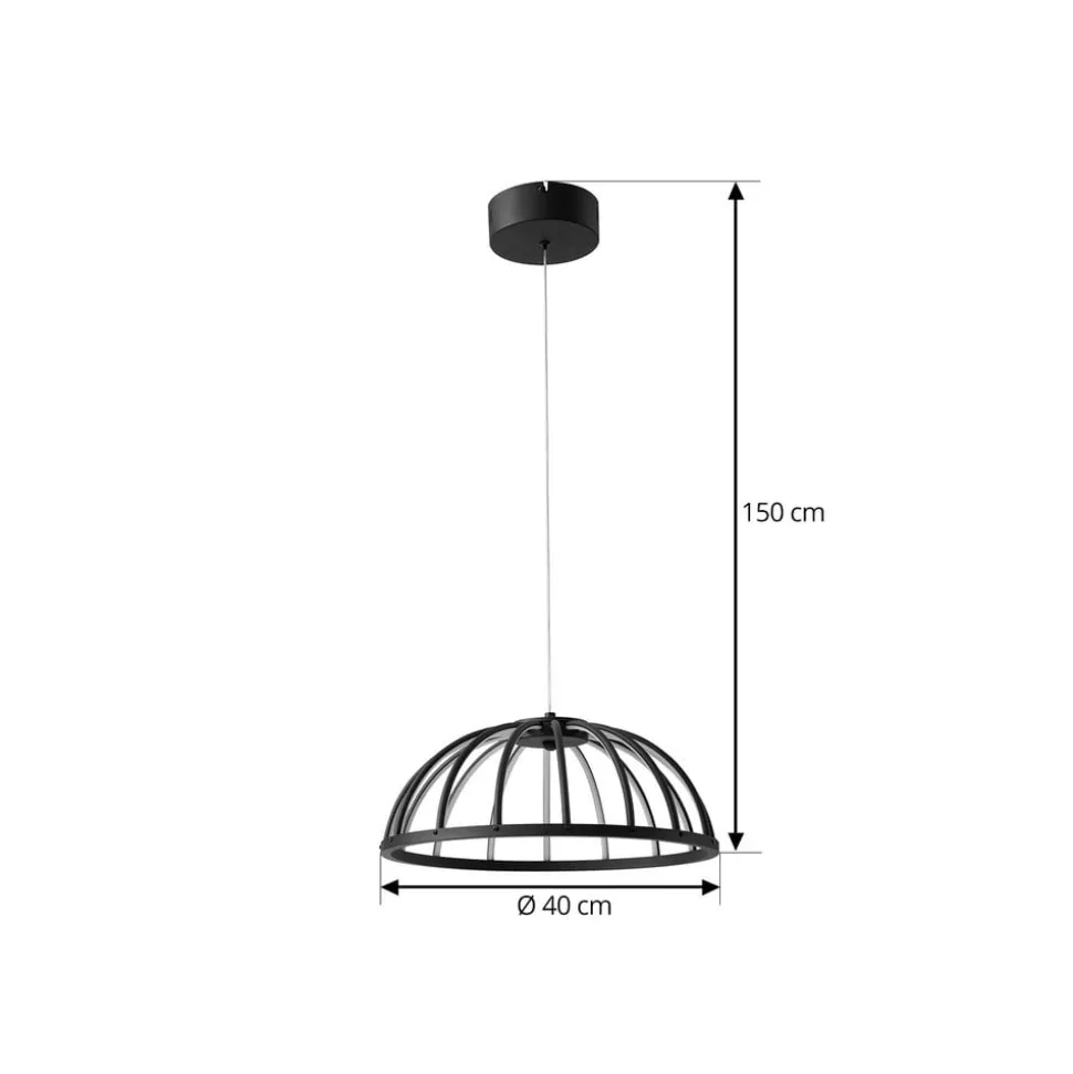 Lucande LED-hængelampe Attea, sort, Ø 40 cm, aluminium