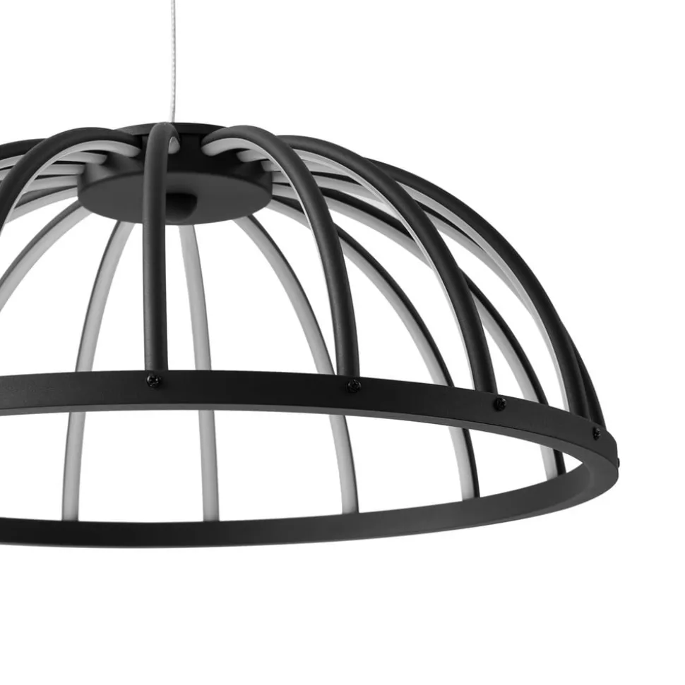 Lucande LED-hængelampe Attea, sort, Ø 40 cm, aluminium
