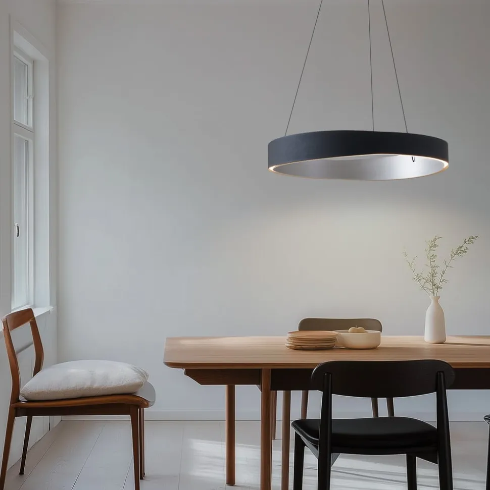 Lucande LED-hængelampe Daelor, sort/alu, CCT, dæmpbar