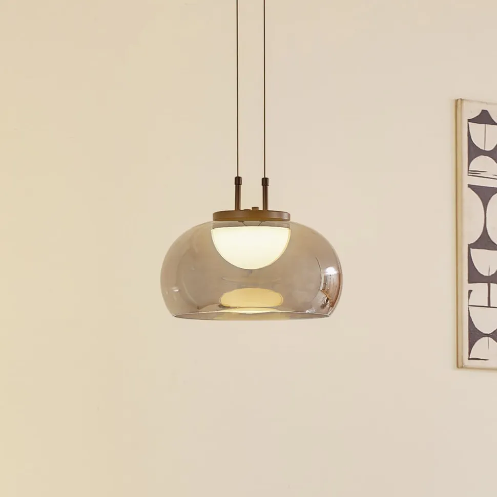 Lucande LED-hængelampe Dain, 1 lyskilde, røggrå, glas