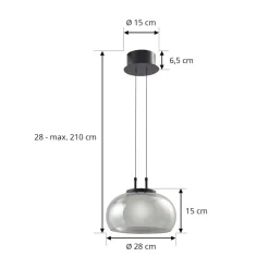 Lucande LED-hængelampe Dain, 1 lyskilde, røggrå, glas