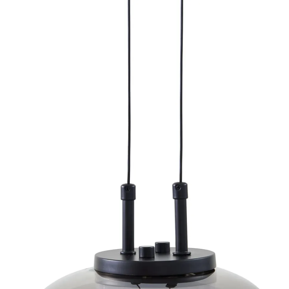 Lucande LED-hængelampe Dain, 3 lyskilder, røggrå, glas