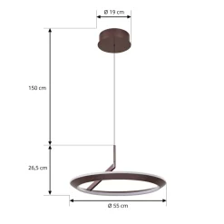 Lucande LED-hængelampe Eldra, kaffebrun, Ø 55 cm, CCT
