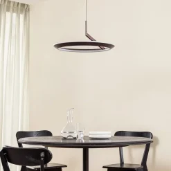 Lucande LED-hængelampe Eldra, kaffebrun, Ø 55 cm, CCT