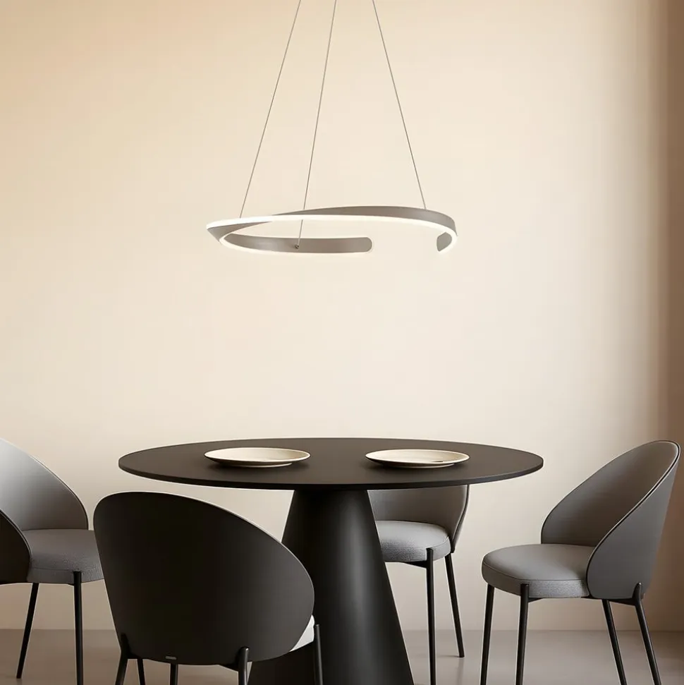 Lucande LED-hængelampe Eloura, sølv, Ø58cm, metal, CCT