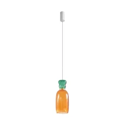 Lucande LED-hængelampe Fay, orange/mørkegrøn, glas, Ø 15 cm