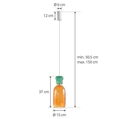 Lucande LED-hængelampe Fay, orange/mørkegrøn, glas, Ø 15 cm