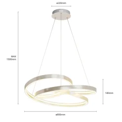 Lucande LED-hængelampe Gunbritt, Ø 80 cm, sølv, dæmpbar