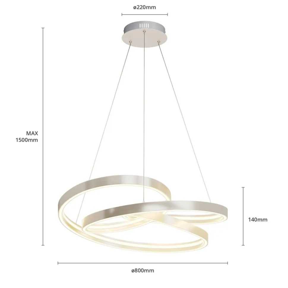 Lucande LED-hængelampe Gunbritt, Ø 80 cm, sølv, dæmpbar