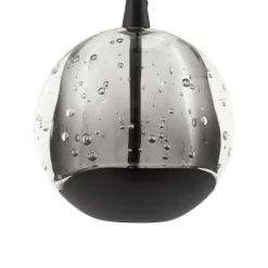 Lucande LED-hængelampe Hayley, sort, 9 lyskilder, glas
