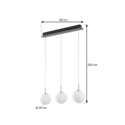 Lucande LED-hængelampe Joran, 3 lyskilder, hvid, glas