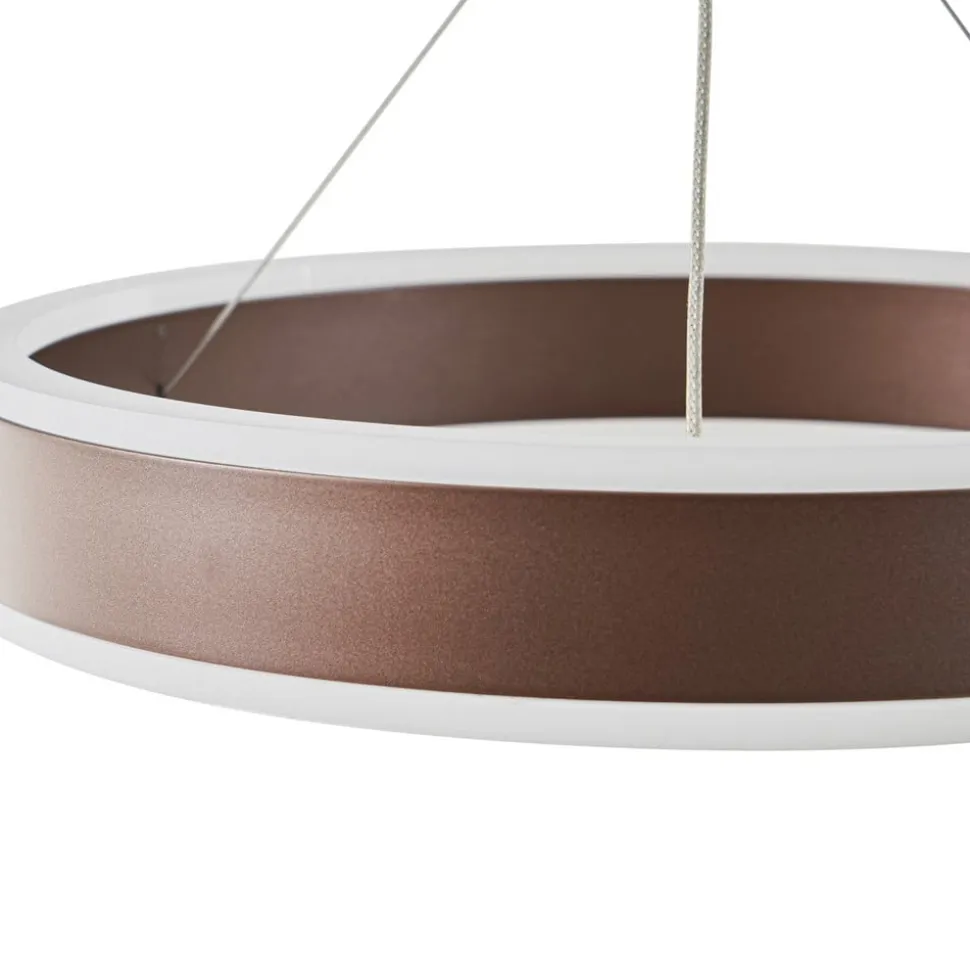 Lucande LED-hængelampe Kolo, 114 cm, 3 lyskilder, brun, dæmpbar