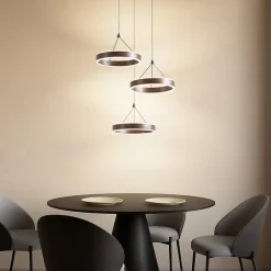 Lucande LED-hængelampe Kolo, brun, 3 lyskilder, dæmpbar