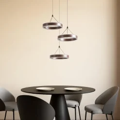 Lucande LED-hængelampe Kolo, brun, 3 lyskilder, dæmpbar