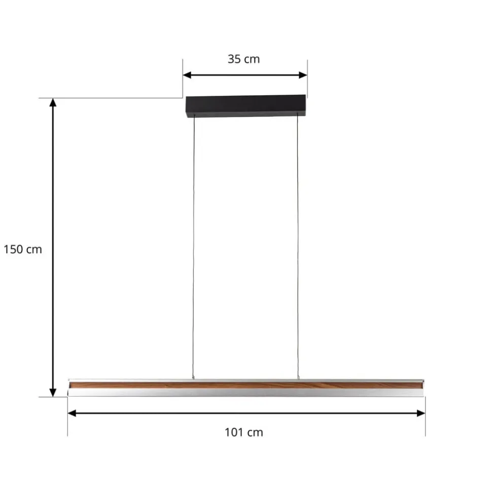 Lucande LED-hængelampe Lutana, rosaguld/træfarvet, 101 cm