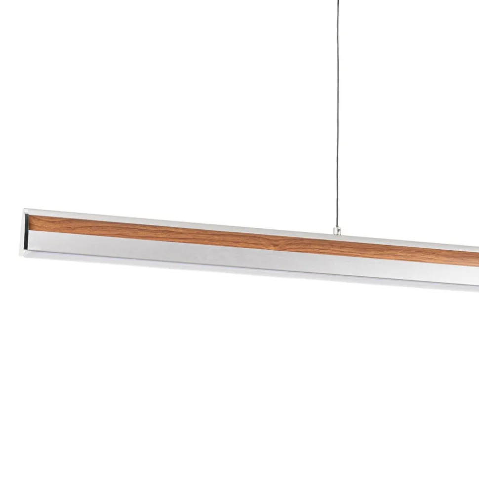 Lucande LED-hængelampe Lutana, rosaguld/træfarvet, 101 cm