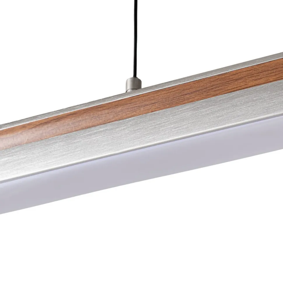 Lucande LED-hængelampe Lutana, rosaguld/træfarvet, 101 cm