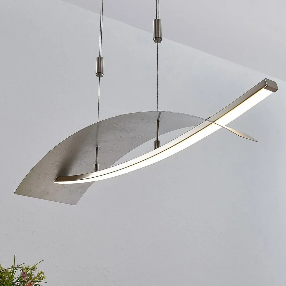 Lucande LED-hængelampe Marija, 91 cm, sølv, dæmpbar
