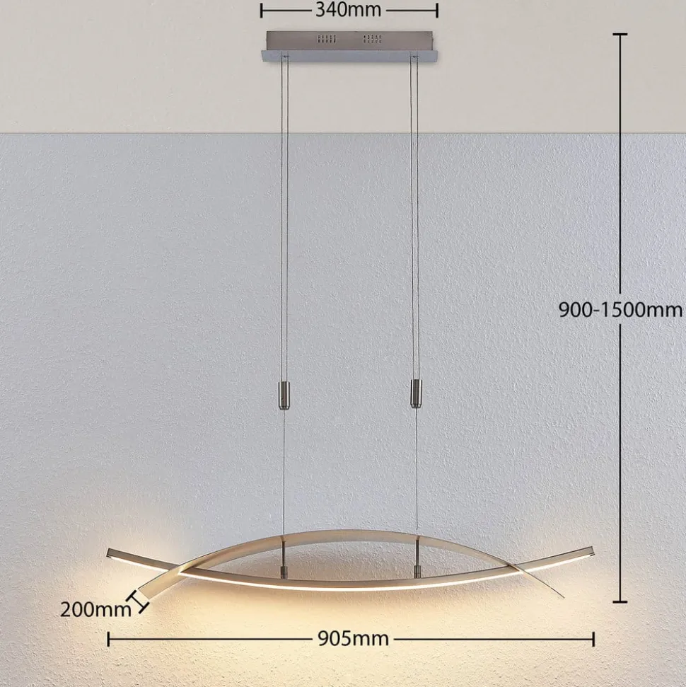 Lucande LED-hængelampe Marija, 91 cm, sølv, dæmpbar
