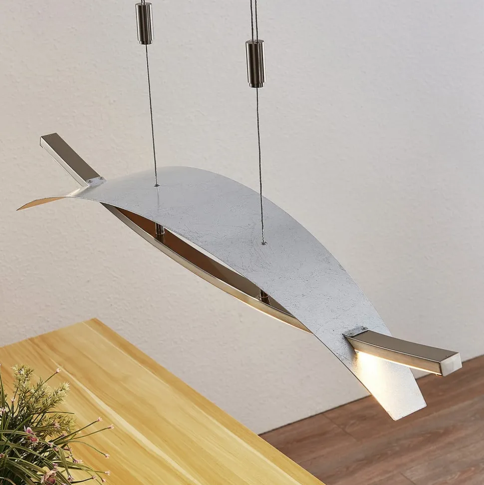 Lucande LED-hængelampe Marija, 91 cm, sølv, dæmpbar