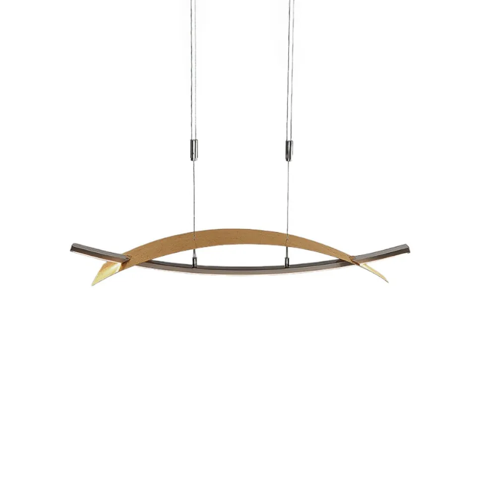 Lucande LED-hængelampe Marija, 91 cm, guldfarvet, dæmpbar
