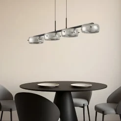 Lucande LED-hængelampe Martis, sort, 4 lyskilder, dæmpbar