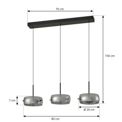 Lucande LED-hængelampe Martis, sort, 3 lyskilder, step-dæmpbar